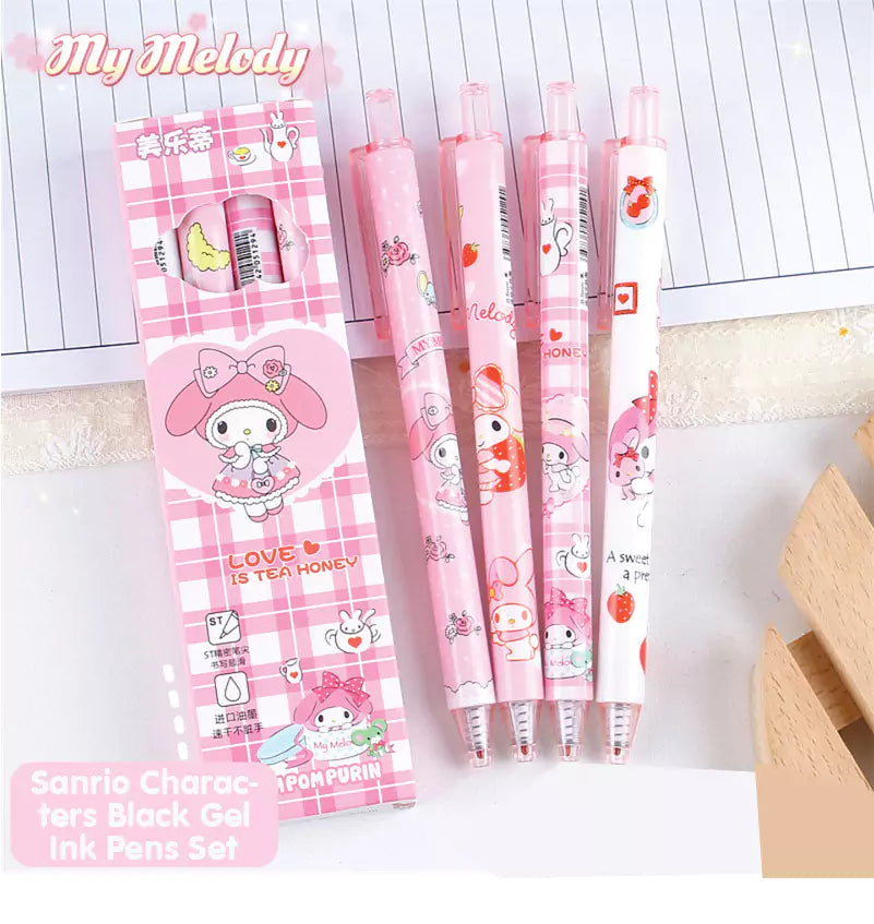 Sanrio Characters Black Gel Ink Pens Set
