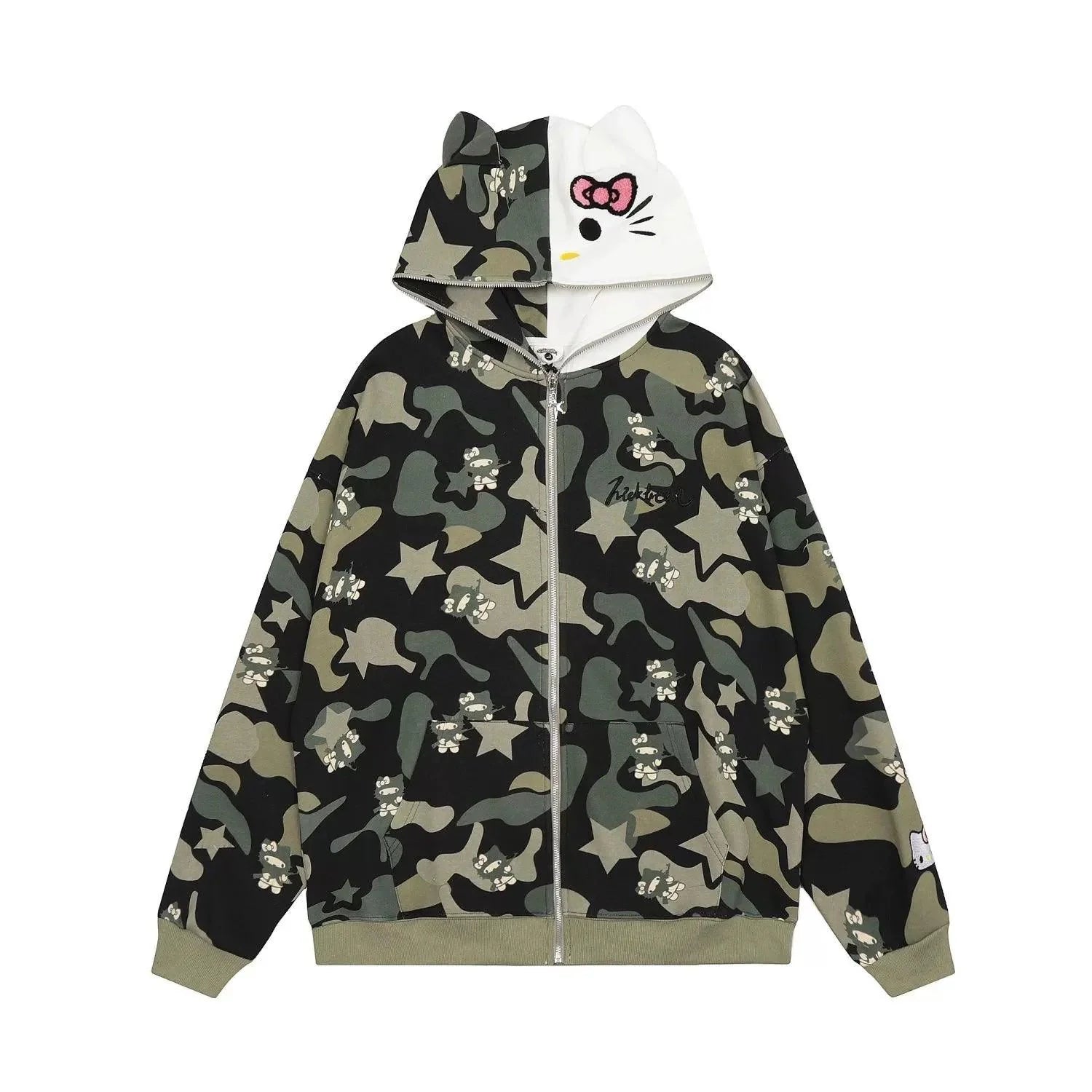 Hello Kitty Camouflage Hoodies Oversized Jacket