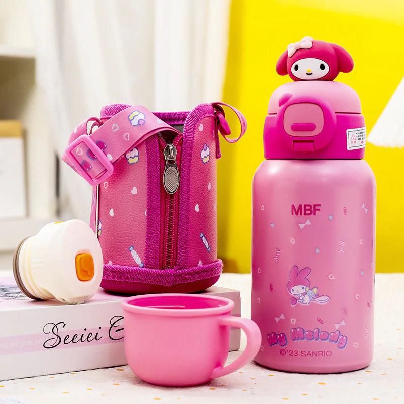 Sanrio Steel Thermos with PU Leather Cover and Strap