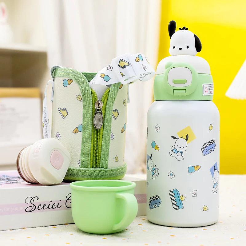 Sanrio Steel Thermos with PU Leather Cover and Strap