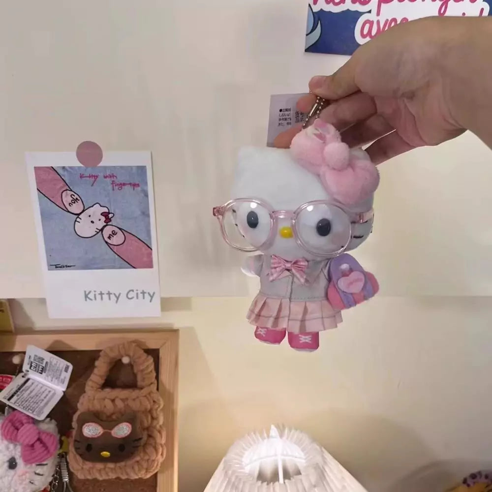 HelloKitty Pink Eyeglasses Plush Keychain