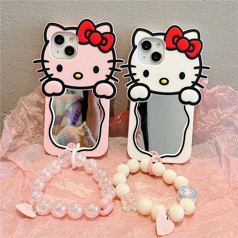 HelloKitty Phone Case with Mirror & Beads Charm