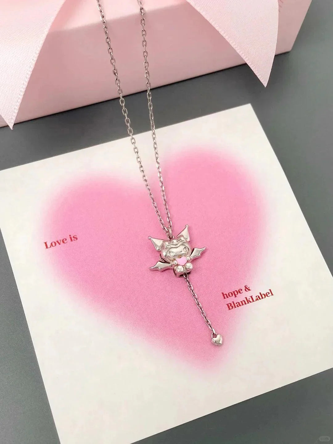 Angel Hello Kitty and Devil Kuromi Heart Necklace