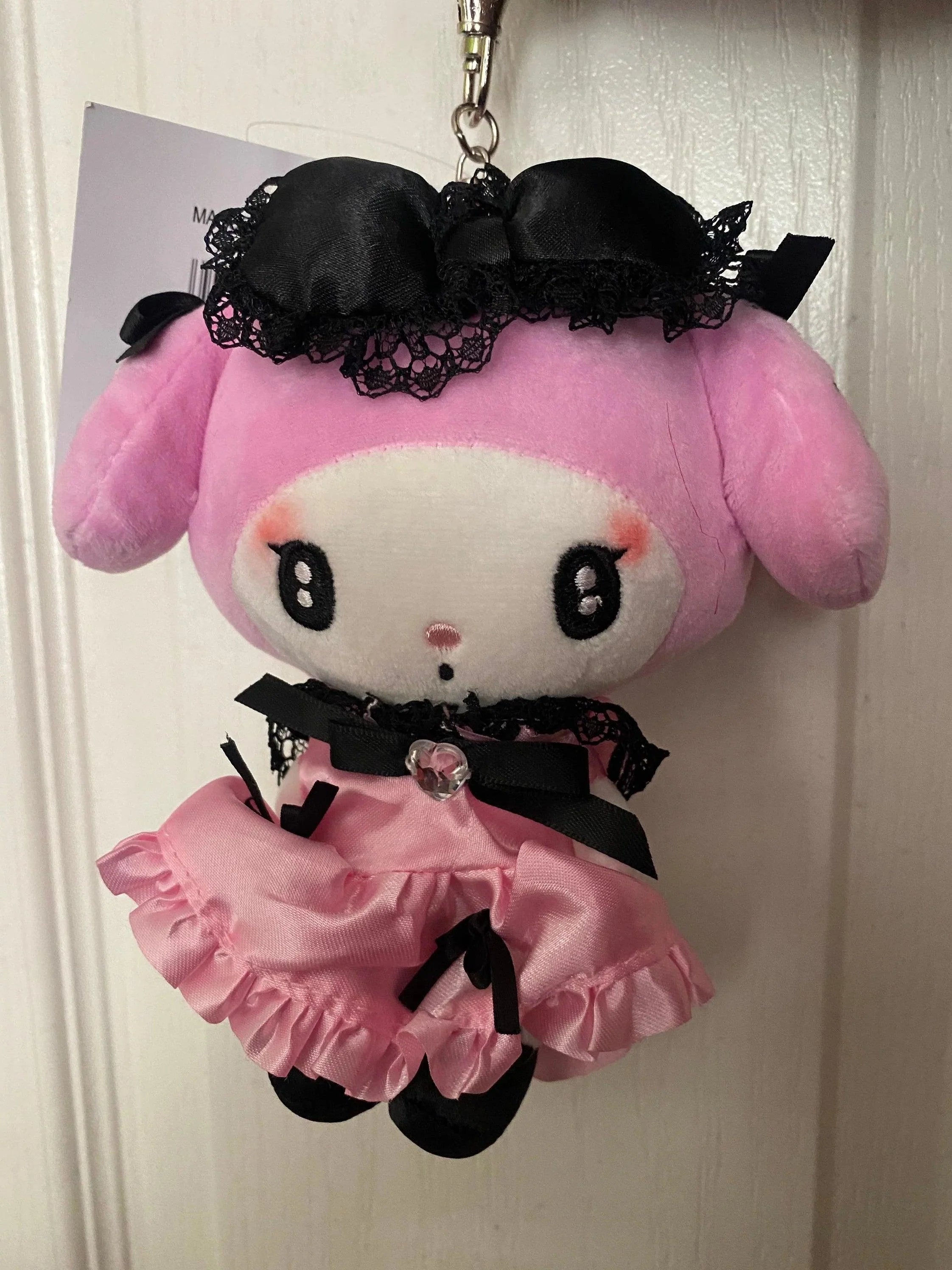 Kuromi/ My Melody Gothic Lace Plush Keychain