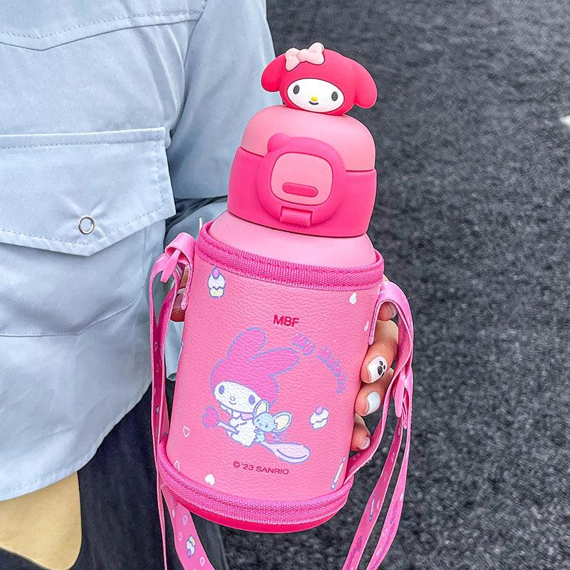 Sanrio Steel Thermos with PU Leather Cover and Strap