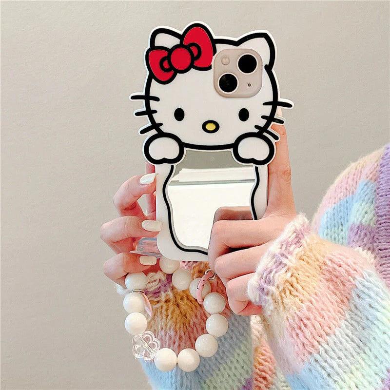HelloKitty Phone Case with Mirror & Beads Charm