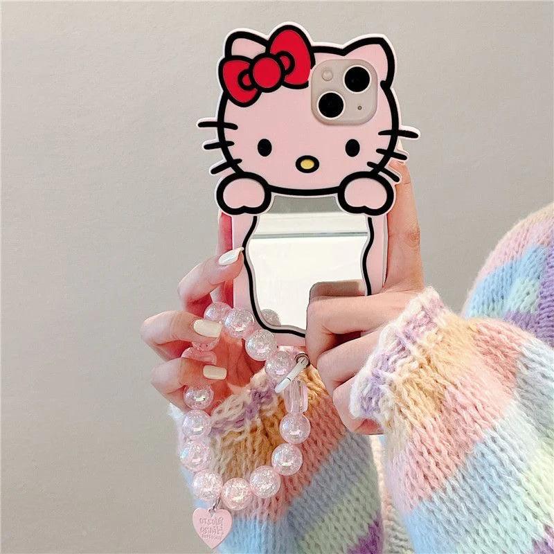 HelloKitty Phone Case with Mirror & Beads Charm