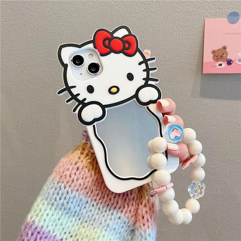 HelloKitty Phone Case with Mirror & Beads Charm
