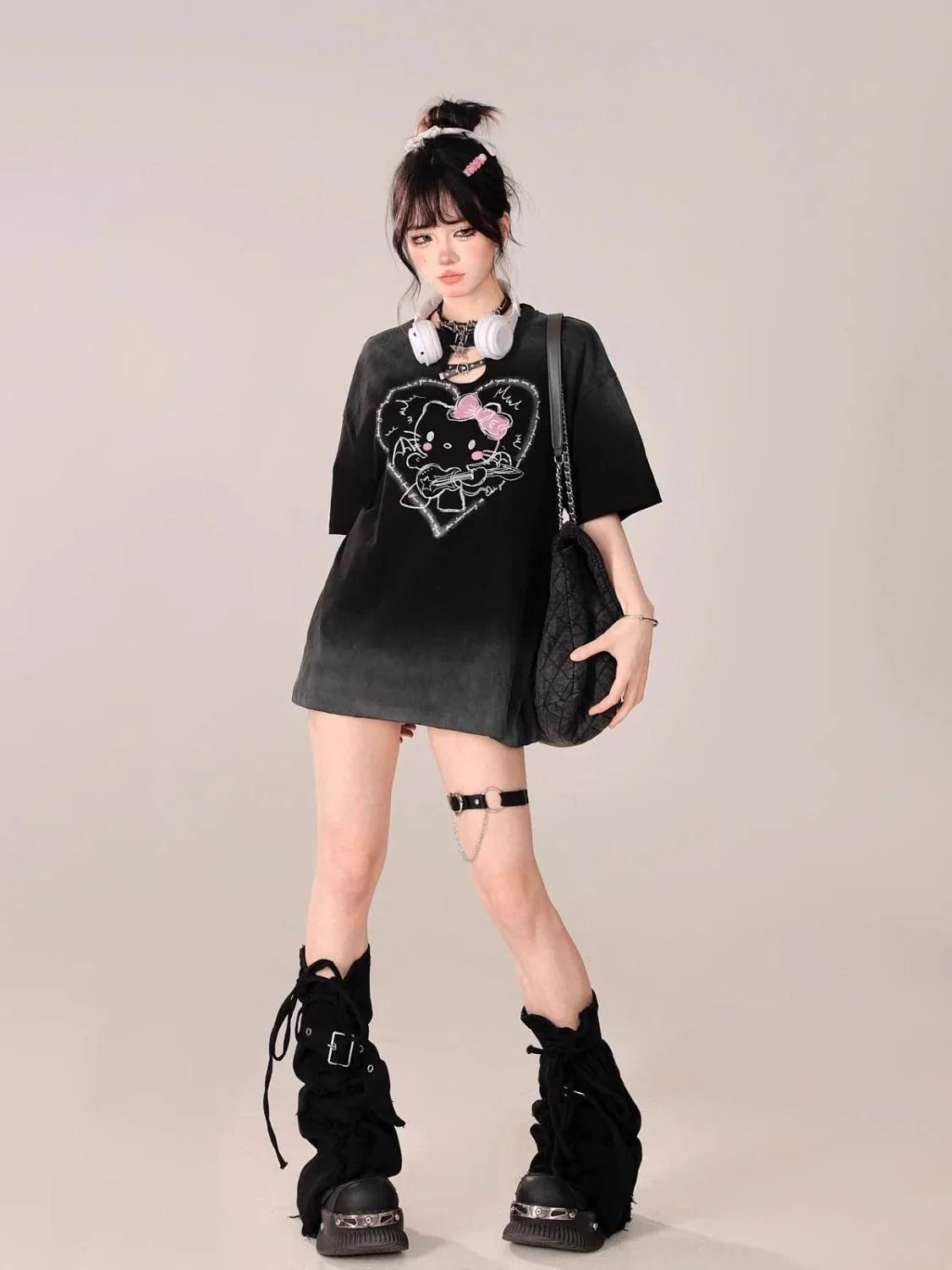 Hello Kitty Ombre Hollow Neckline Shirt