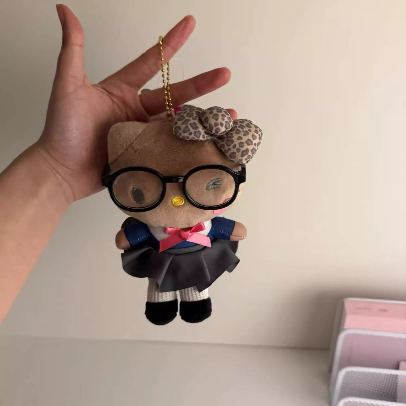 HelloKitty Pink Eyeglasses Plush Keychain