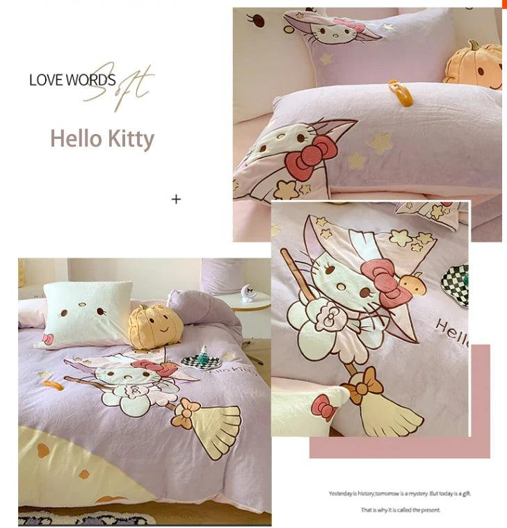 Sanrio Milk Fleece Soft Thickened Winter Warm Bedding Sheet