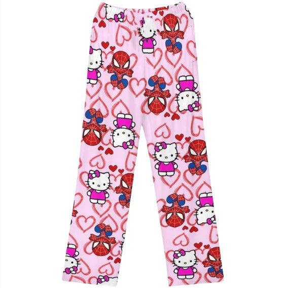 HelloKitty&Spiderman Fluffy Fleece Warm Pajamas Pants