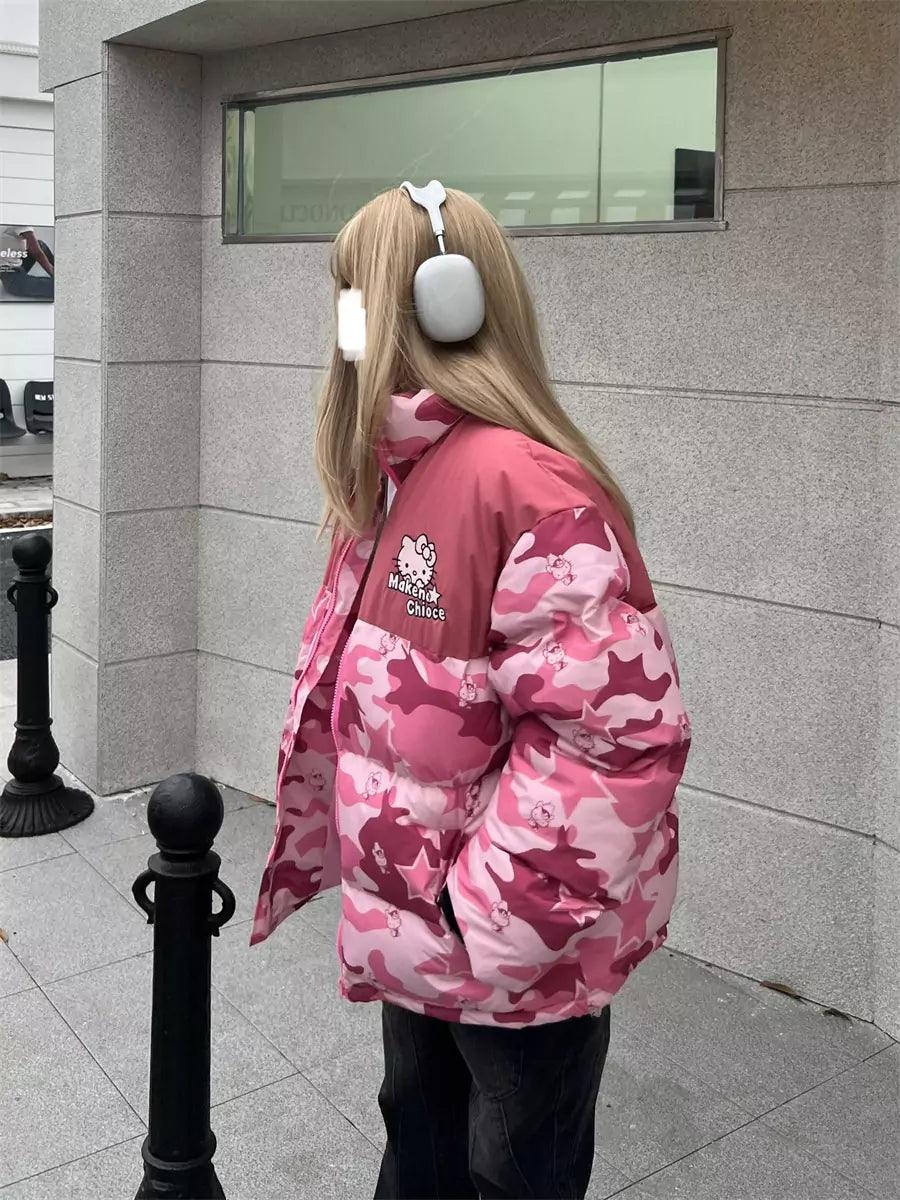 Hello Kitty Camo Baggy Puffer Jacket