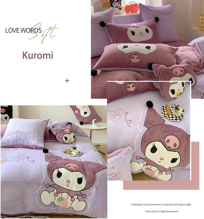Sanrio Milk Fleece Soft Thickened Winter Warm Bedding Sheet