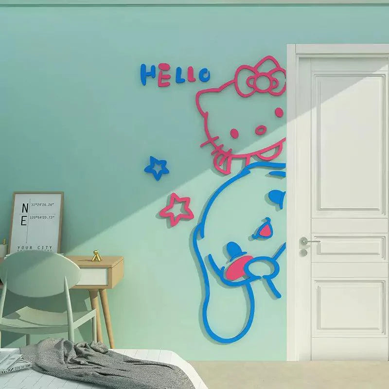 Cinnamoroll & Hello Kitty Wall 3D Acrylic Stickers