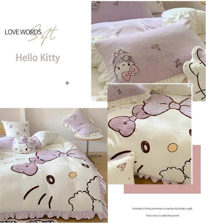 Sanrio Milk Fleece Soft Thickened Winter Warm Bedding Sheet