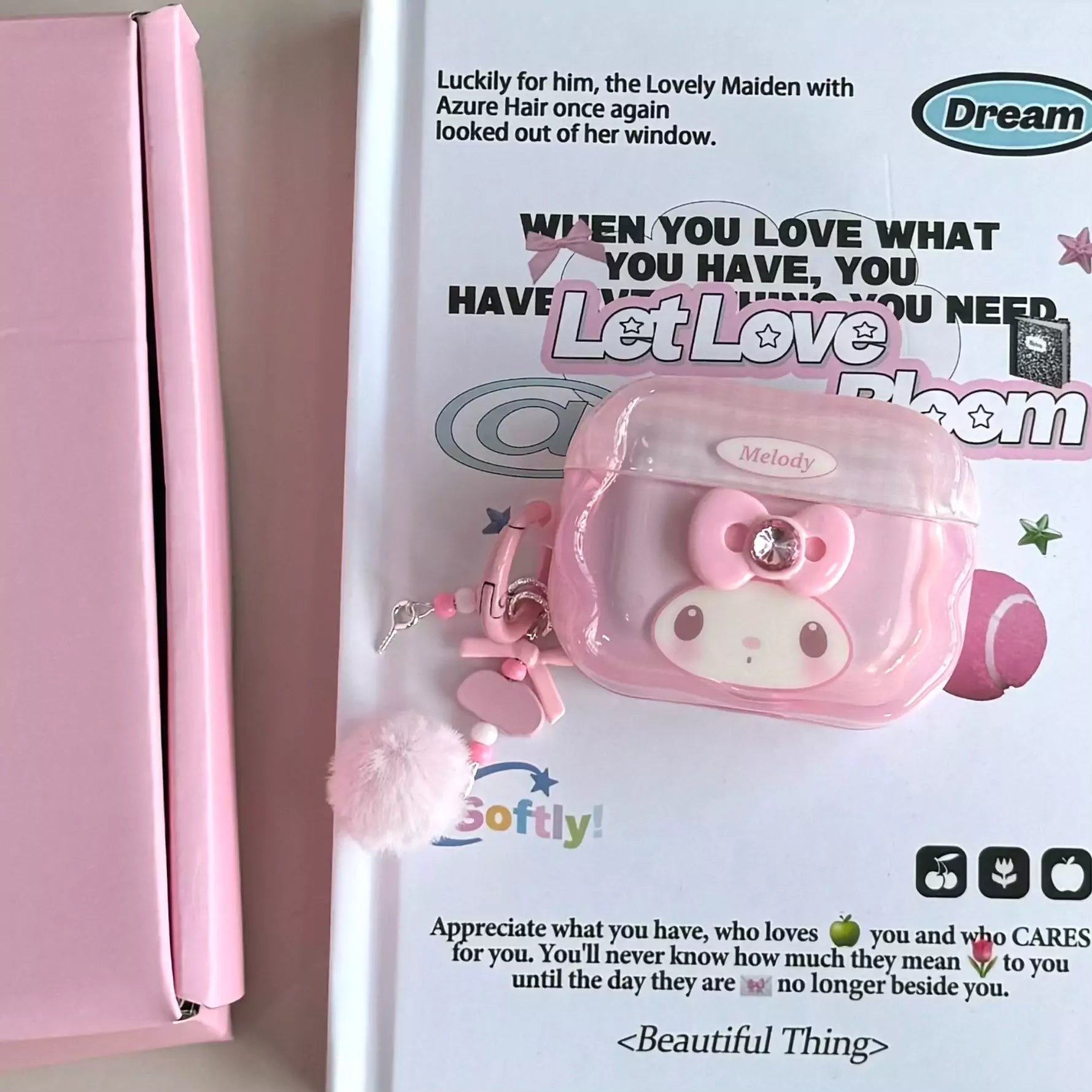 Hello Kitty My Melody Pink Jelly AirPod Case