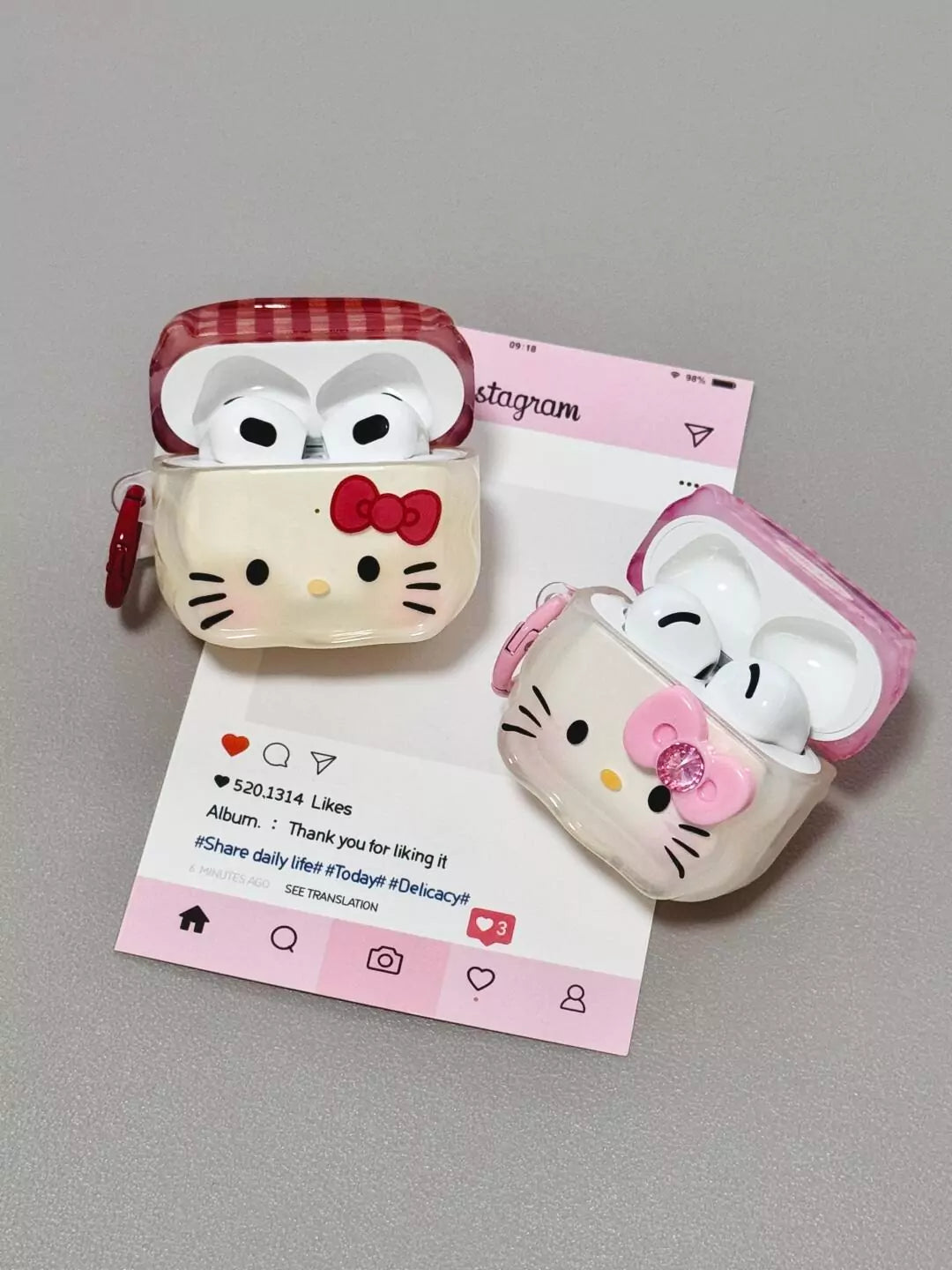 Hello Kitty My Melody Pink Jelly AirPod Case