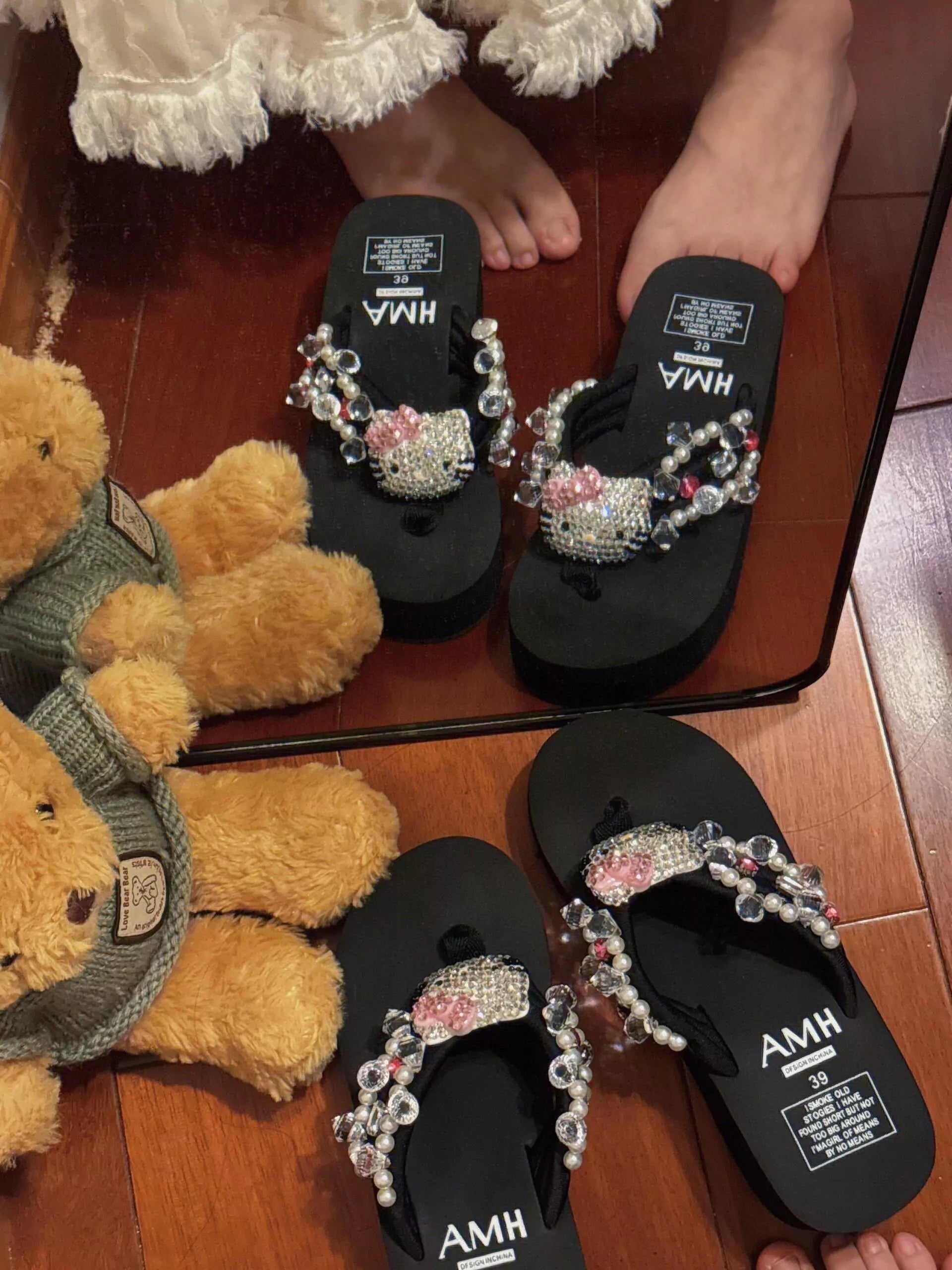 Hello Kitty Rhinestone Platform Flip Flops