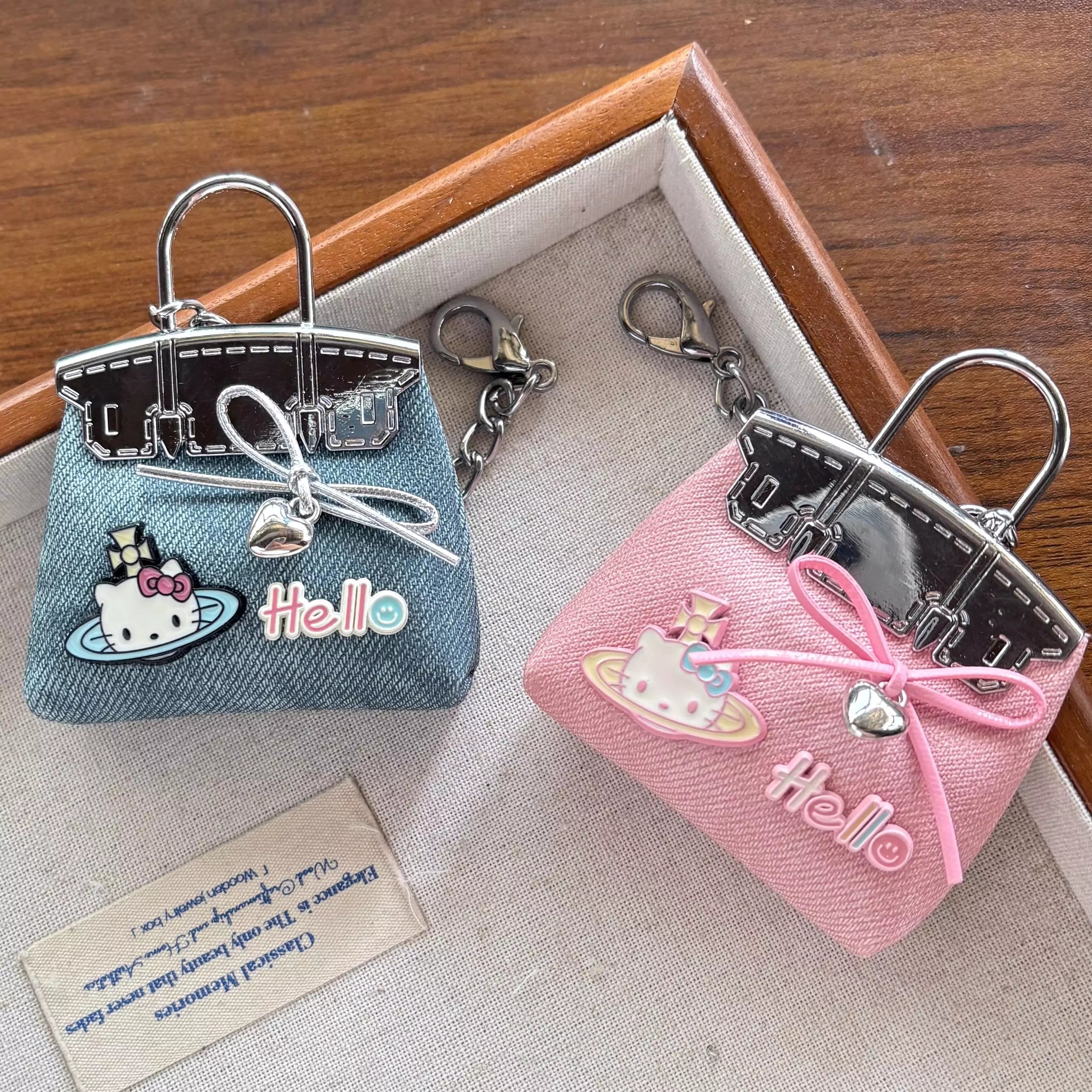 Hello Kitty Handmade Denim Saturn Bag Charms
