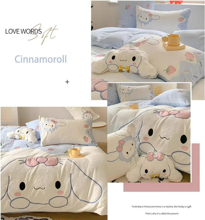 Sanrio Milk Fleece Soft Thickened Winter Warm Bedding Sheet