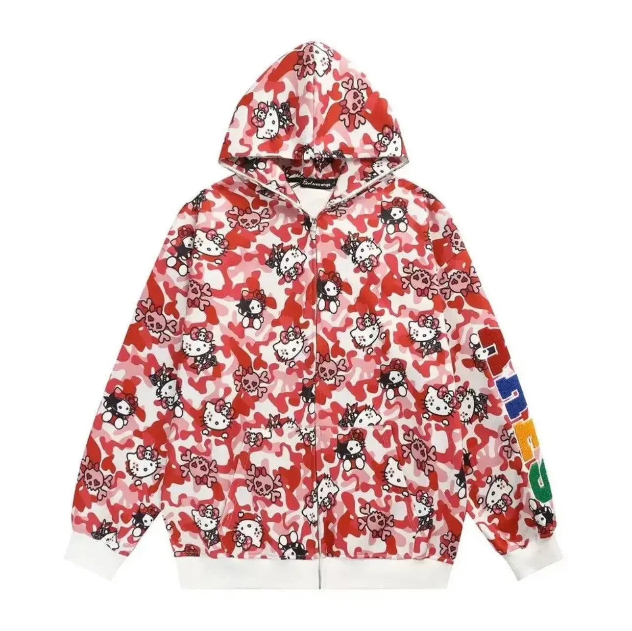 Hello Kitty Cameo Skull Zipper Hoodie