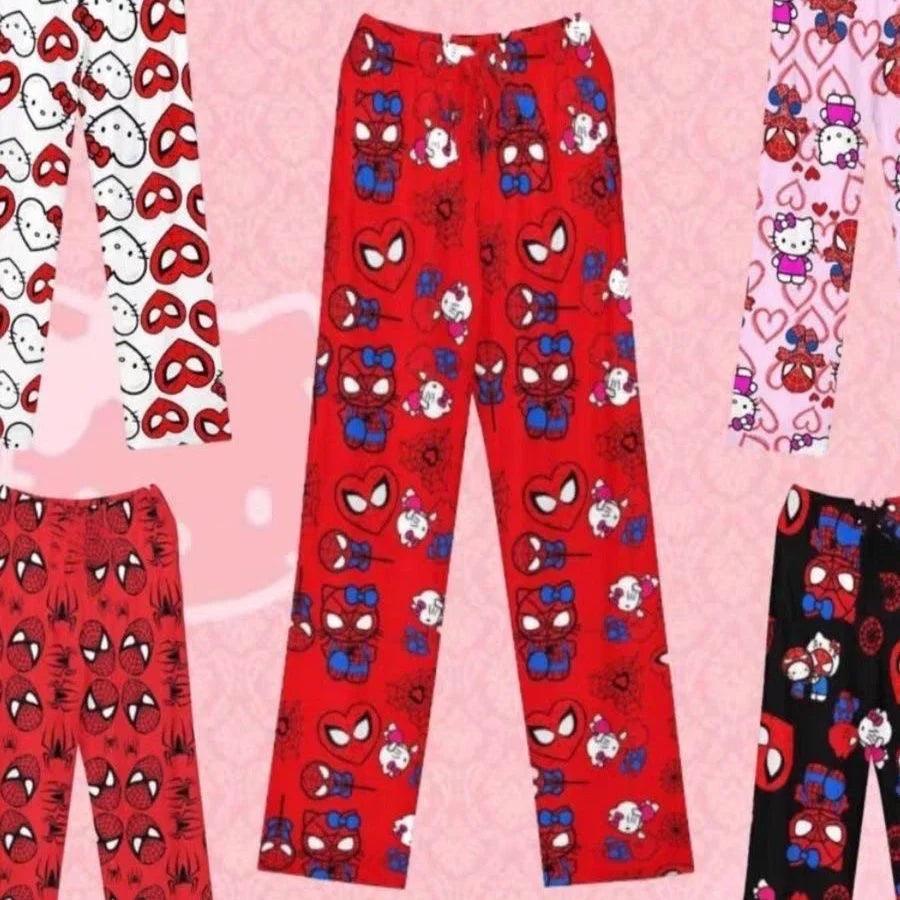 HelloKitty&Spiderman Fluffy Fleece Warm Pajamas Pants