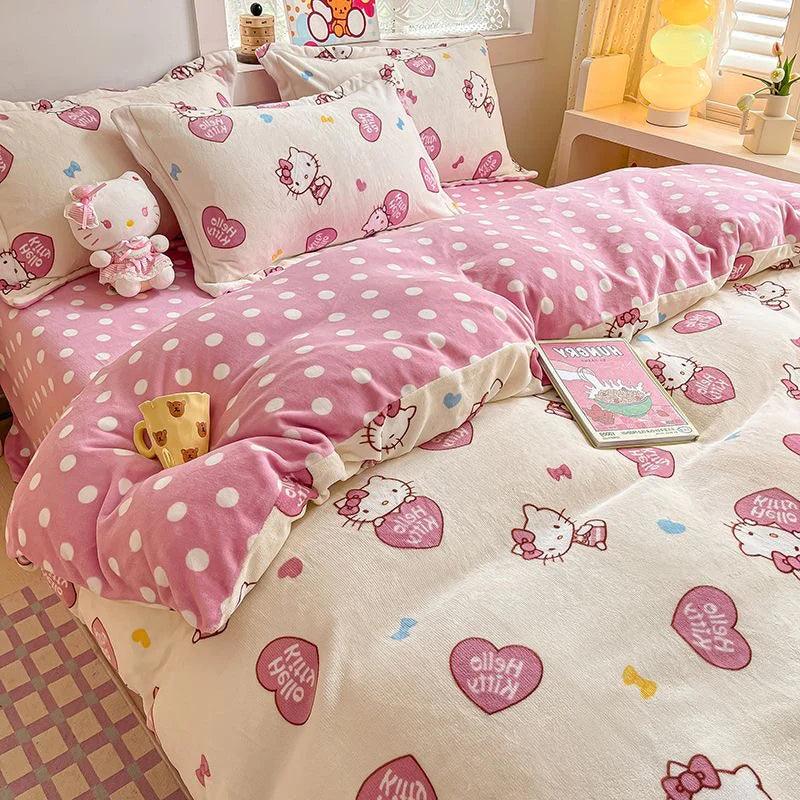 Hello Kitty Thick Coral Fleece Bedding Set