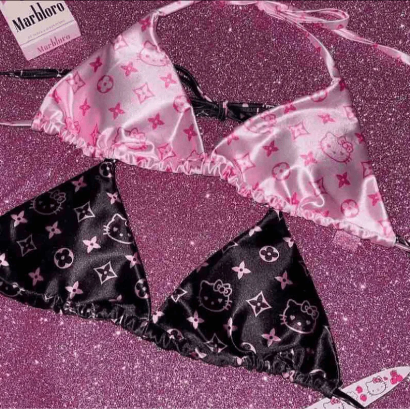 HelloKitty Sweetheart Satin Bikini&Shorts Set