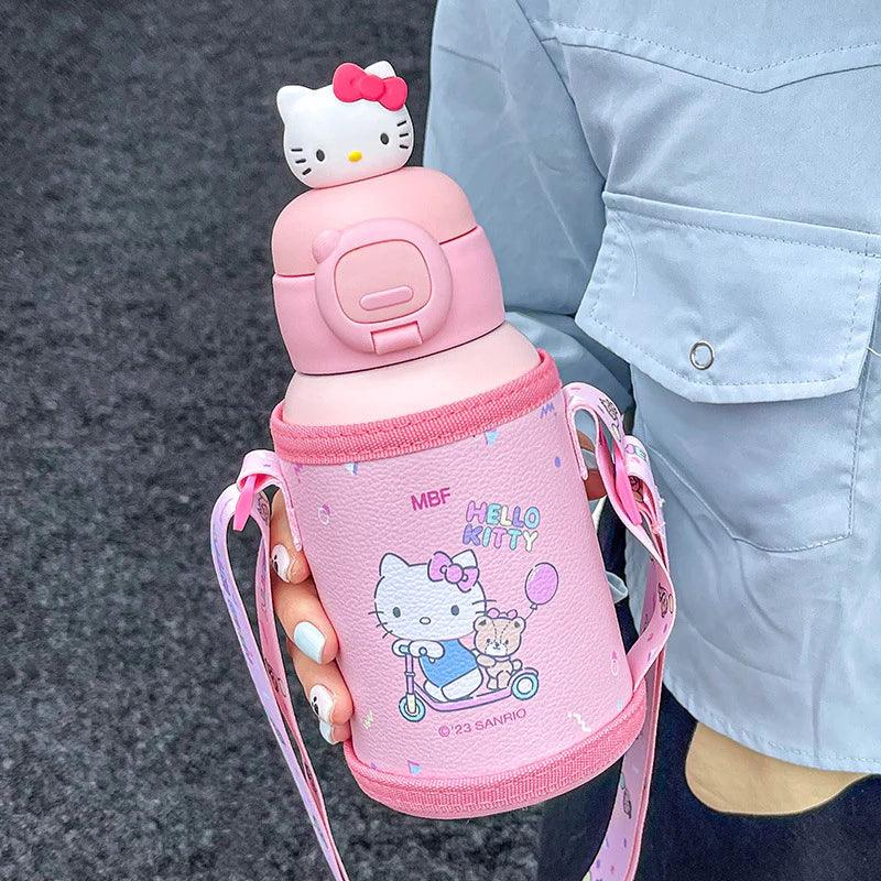 Sanrio Steel Thermos with PU Leather Cover and Strap