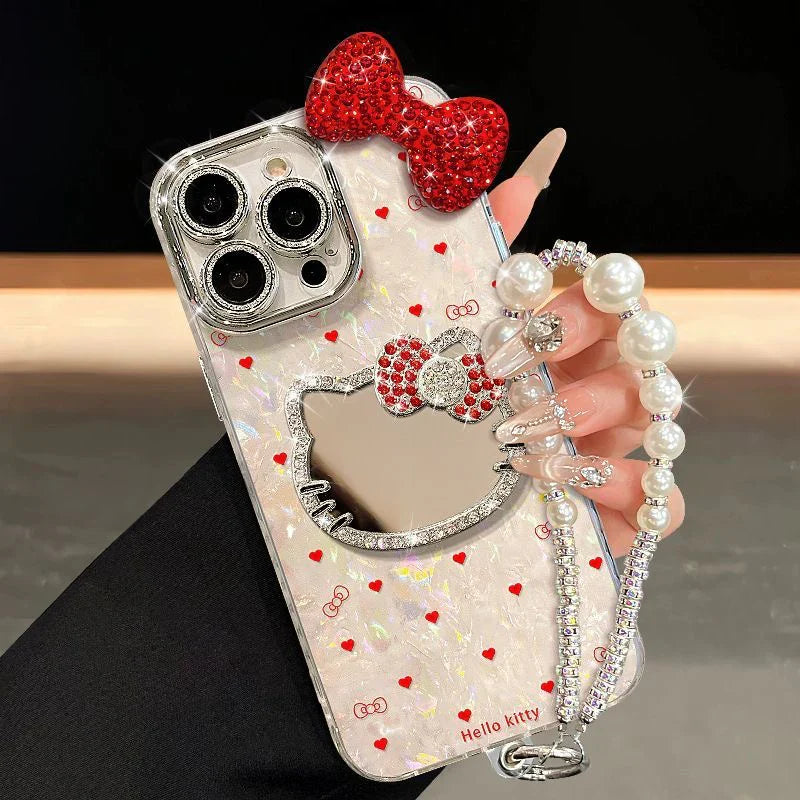 Hello Kitty Majestic Bow Vanity Stand Cover & Bracelet Phone Case