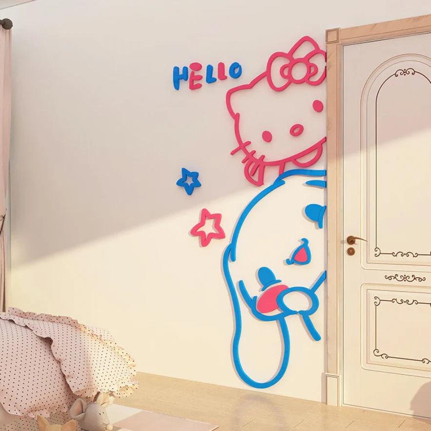 Cinnamoroll & Hello Kitty Wall 3D Acrylic Stickers