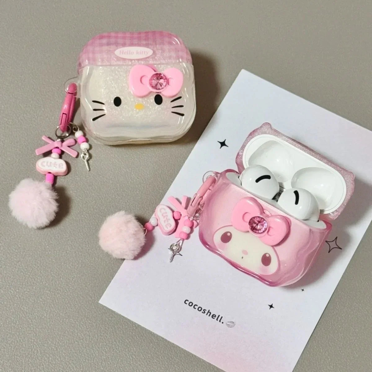 Hello Kitty My Melody Pink Jelly AirPod Case