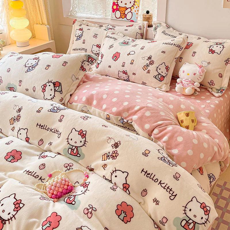 Hello Kitty Thick Coral Fleece Bedding Set