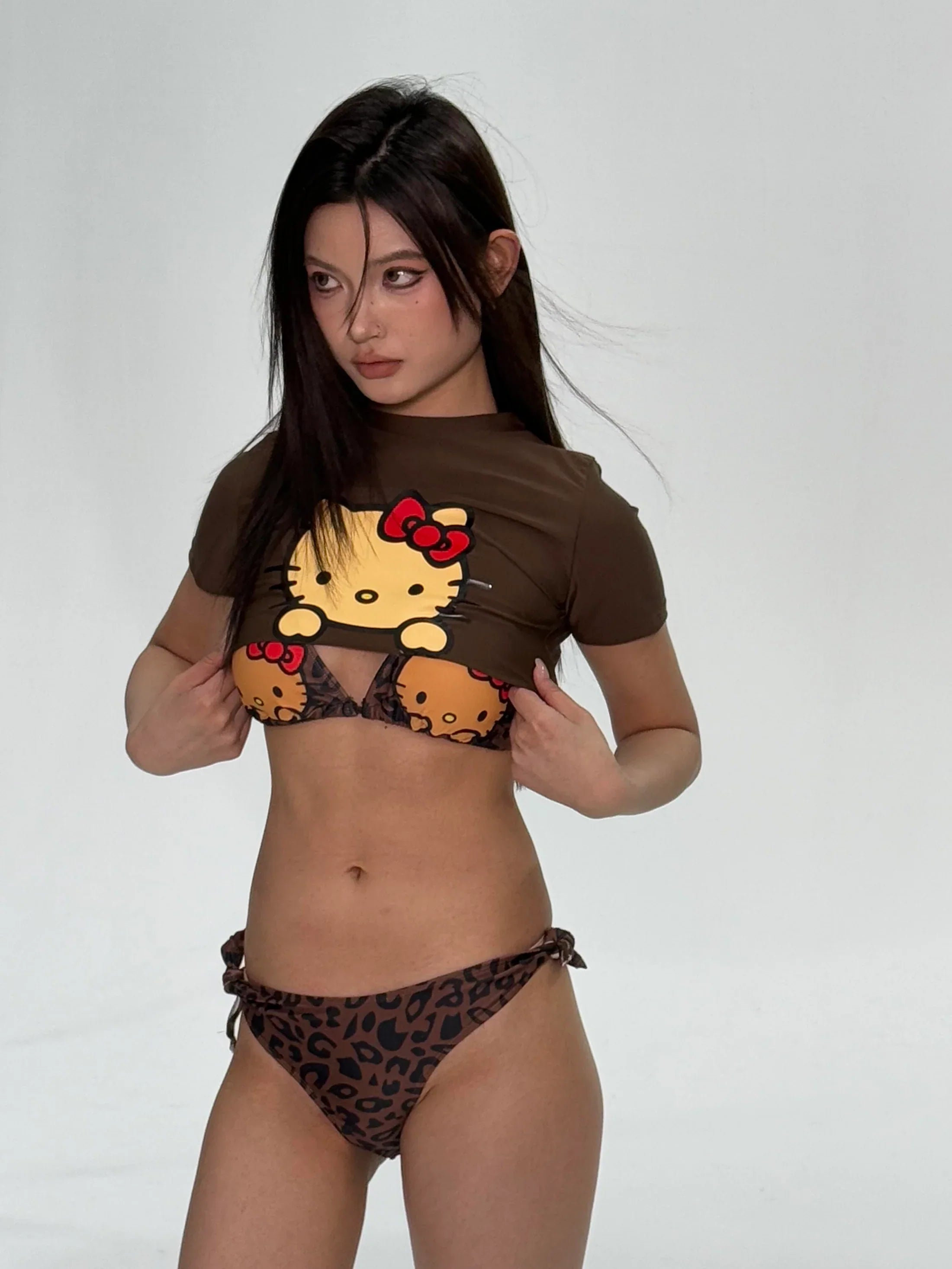 Hello Kitty Women’s Chic Halter String Bikini Set（3 piece）