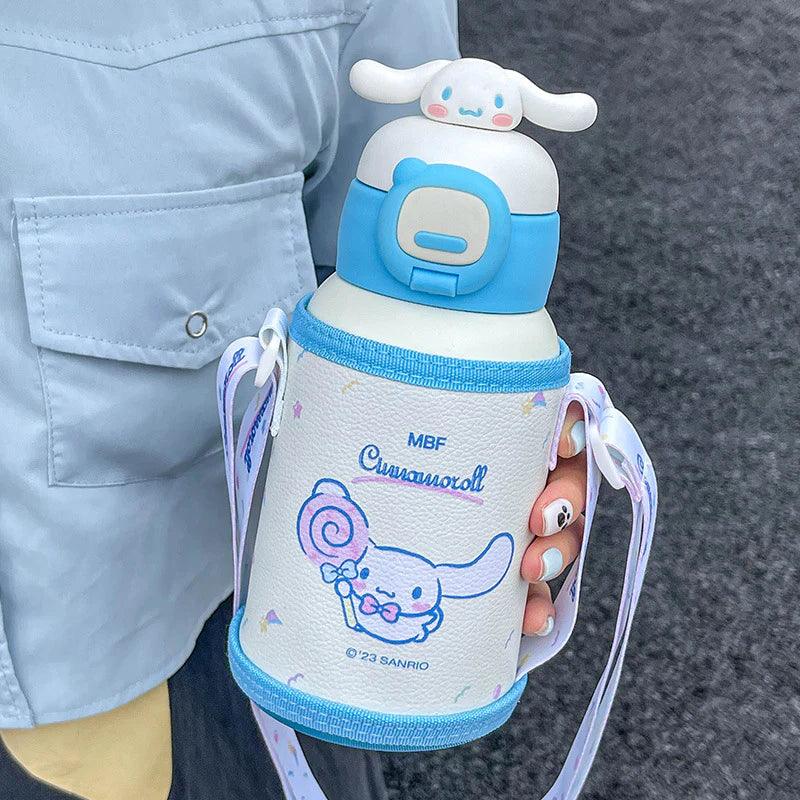 Sanrio Steel Thermos with PU Leather Cover and Strap