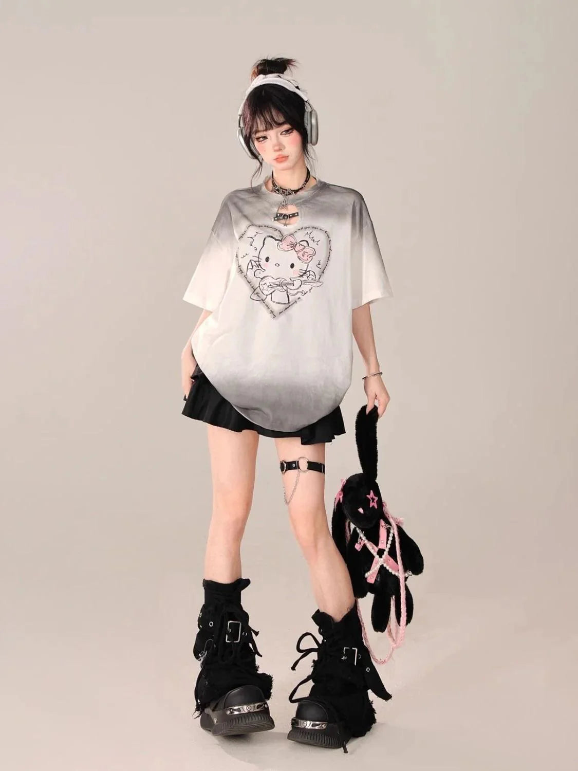 Hello Kitty Ombre Hollow Neckline Shirt