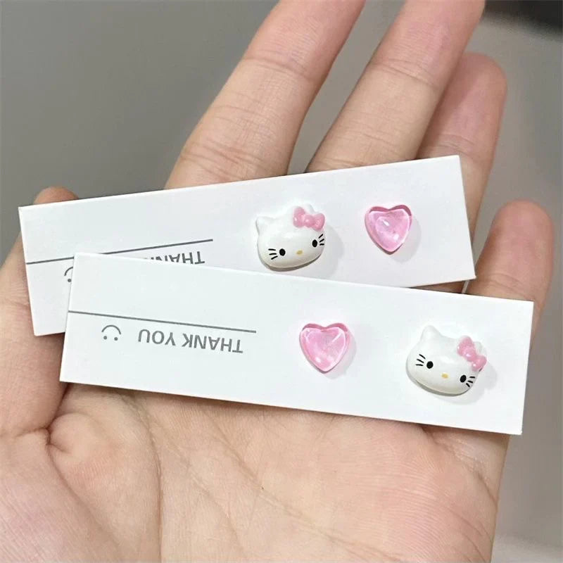 Hello Kitty Pink Heart Stud Earrings