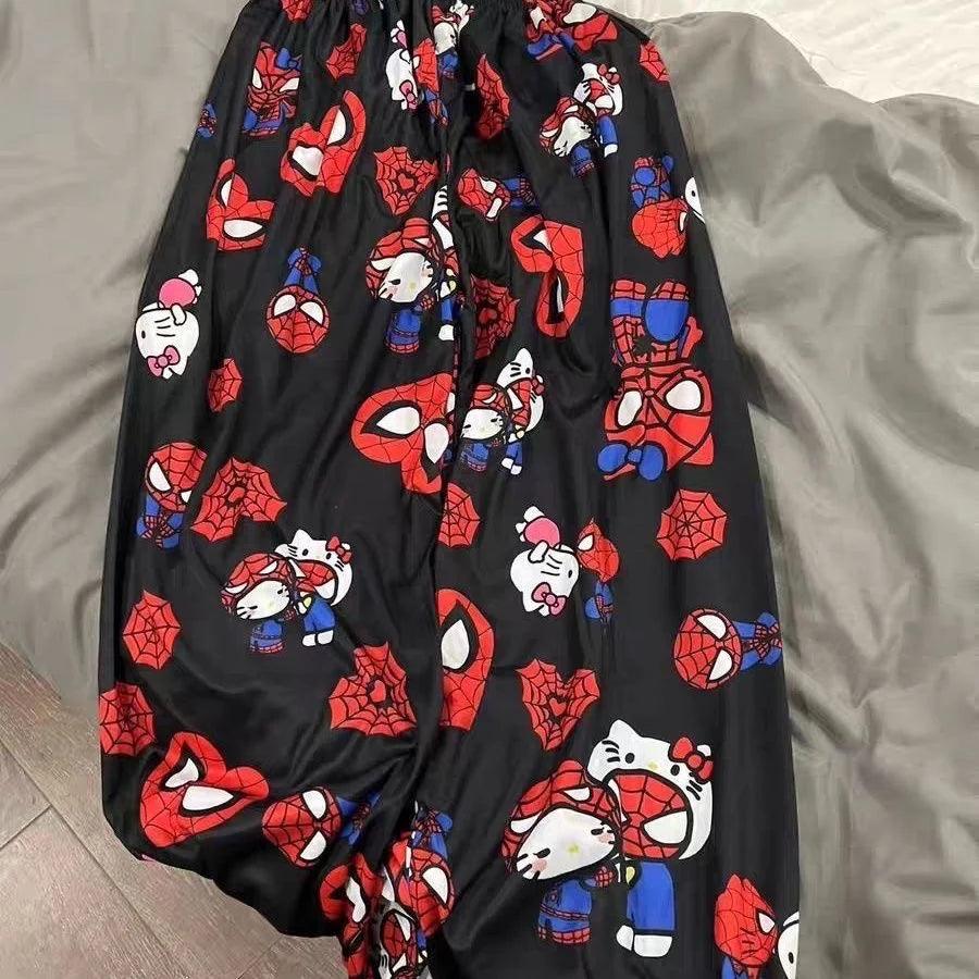 HelloKitty&Spiderman Fluffy Fleece Warm Pajamas Pants