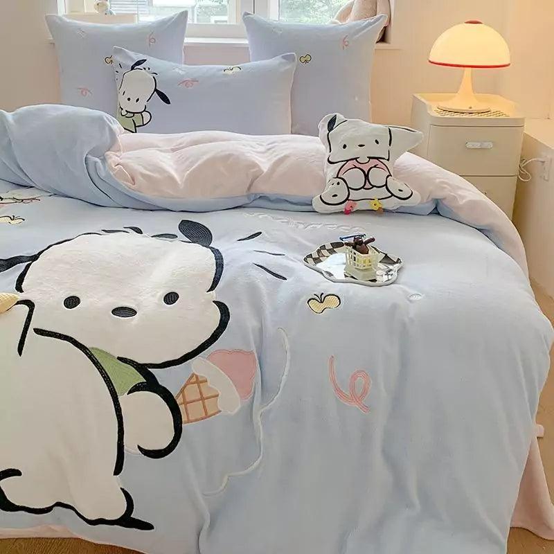 Sanrio Milk Fleece Soft Thickened Winter Warm Bedding Sheet