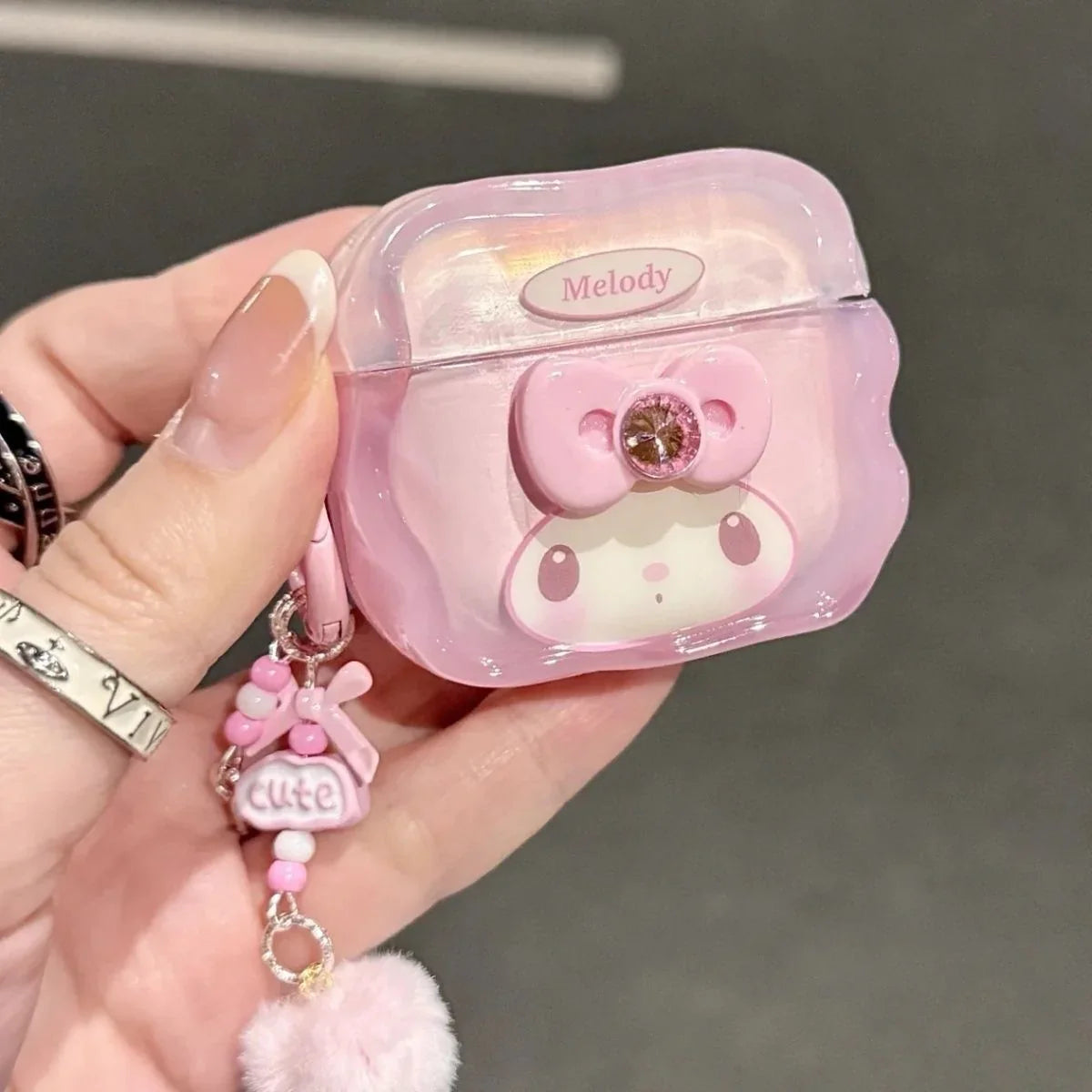 Hello Kitty My Melody Pink Jelly AirPod Case