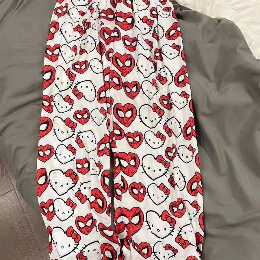 HelloKitty&Spiderman Fluffy Fleece Warm Pajamas Pants