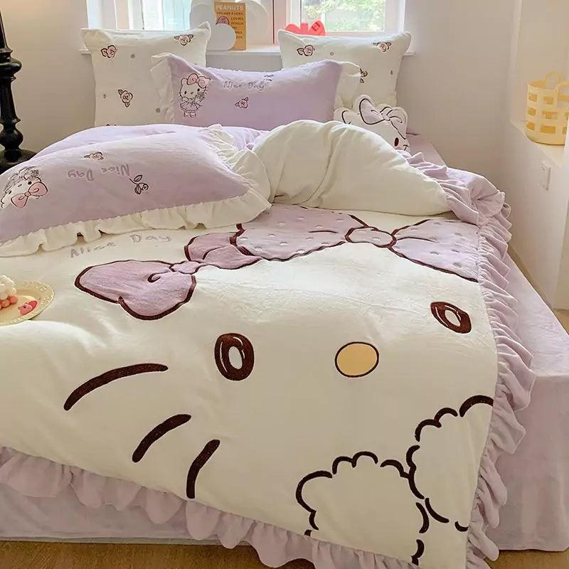 Sanrio Milk Fleece Soft Thickened Winter Warm Bedding Sheet