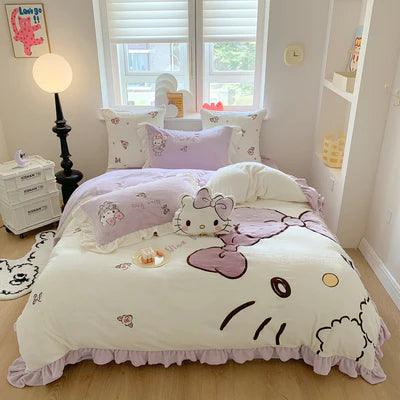 Sanrio Milk Fleece Soft Thickened Winter Warm Bedding Sheet