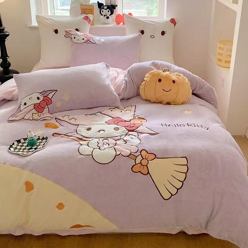 Sanrio Milk Fleece Soft Thickened Winter Warm Bedding Sheet