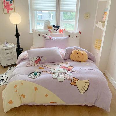 Sanrio Milk Fleece Soft Thickened Winter Warm Bedding Sheet