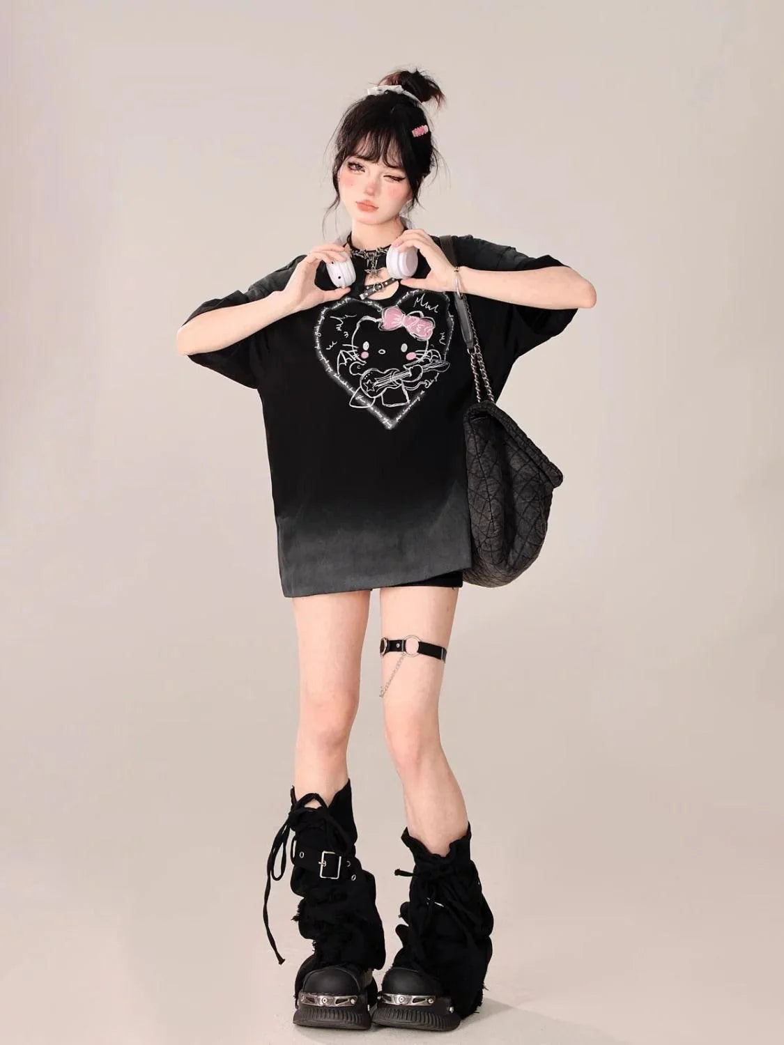 Hello Kitty Ombre Hollow Neckline Shirt