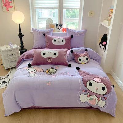 Sanrio Milk Fleece Soft Thickened Winter Warm Bedding Sheet