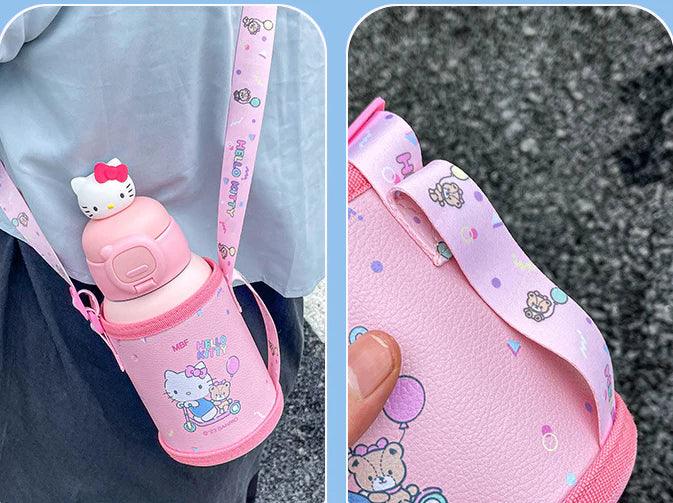 Sanrio Steel Thermos with PU Leather Cover and Strap