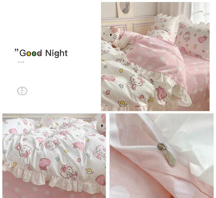 Hello Kitty Cotton Bedding Sheet with Ruffles